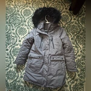 a.n.a Gray Ski & Snow Winter Jacket Parka with Faux Fur Trim